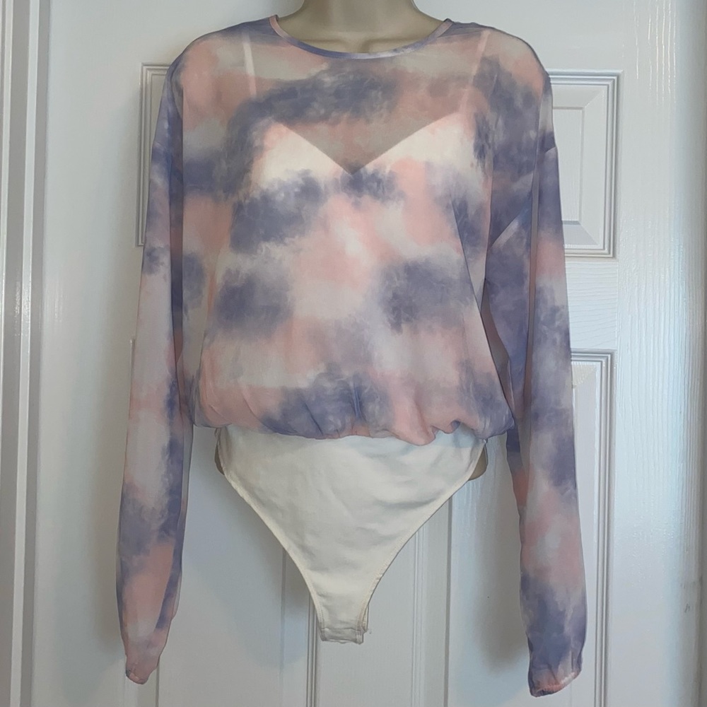 Le Lis Lavender-Pink Tie Dye Bodysuit